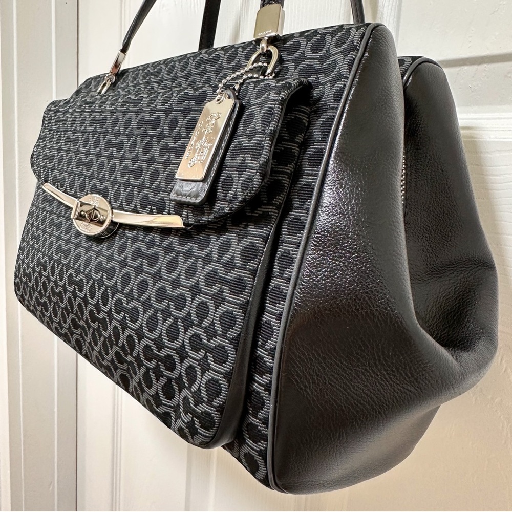 Coach Madison Madeline Satchel East West Mini Op Art Leather Trim - Picture 4 of 13